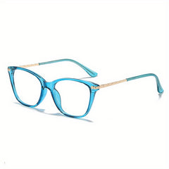 Men's Cat Eye Metal Frame Glasses Clear Lens TR90 Frame