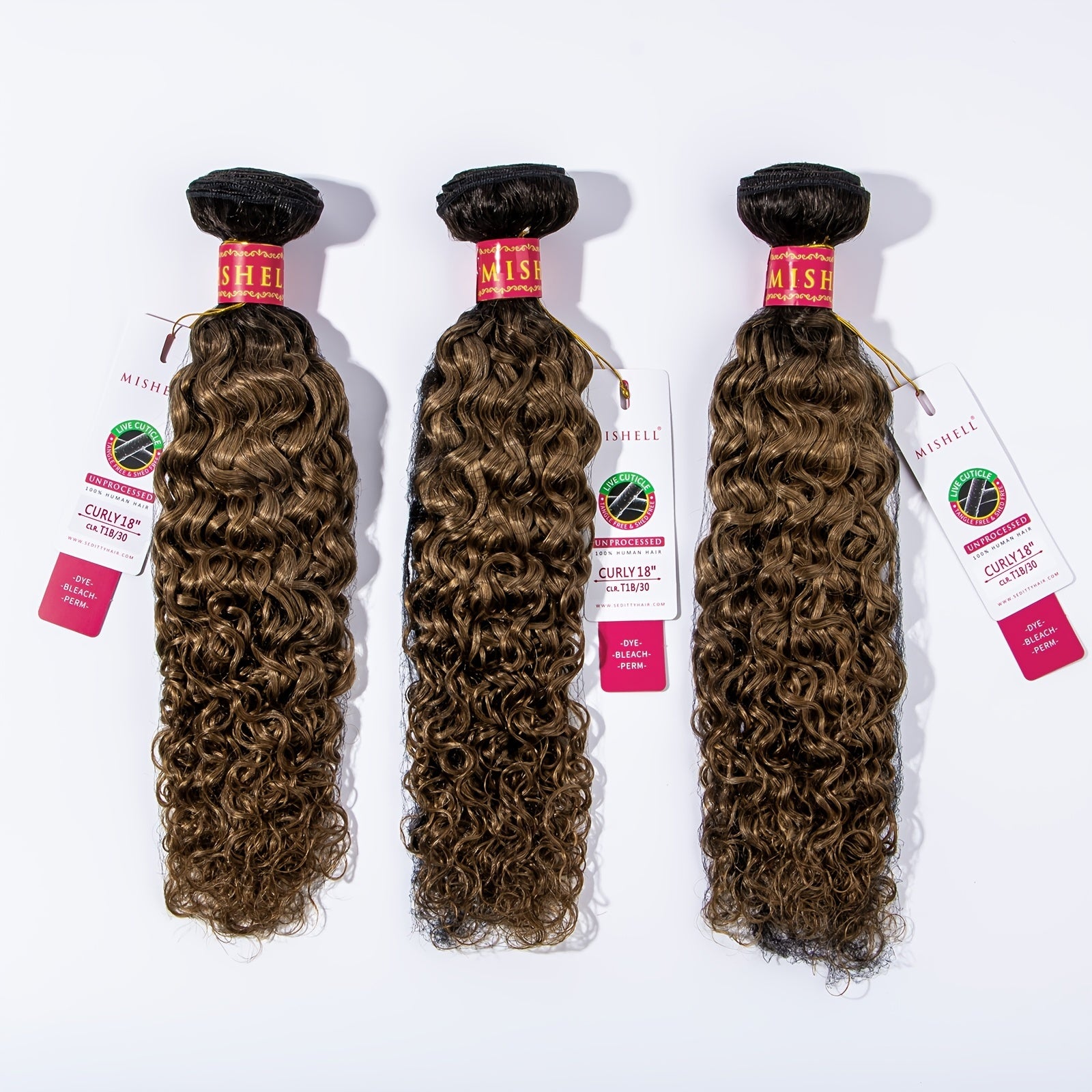 3Pcs Curly Hair Bundles Human Hair 1B 30 for Women