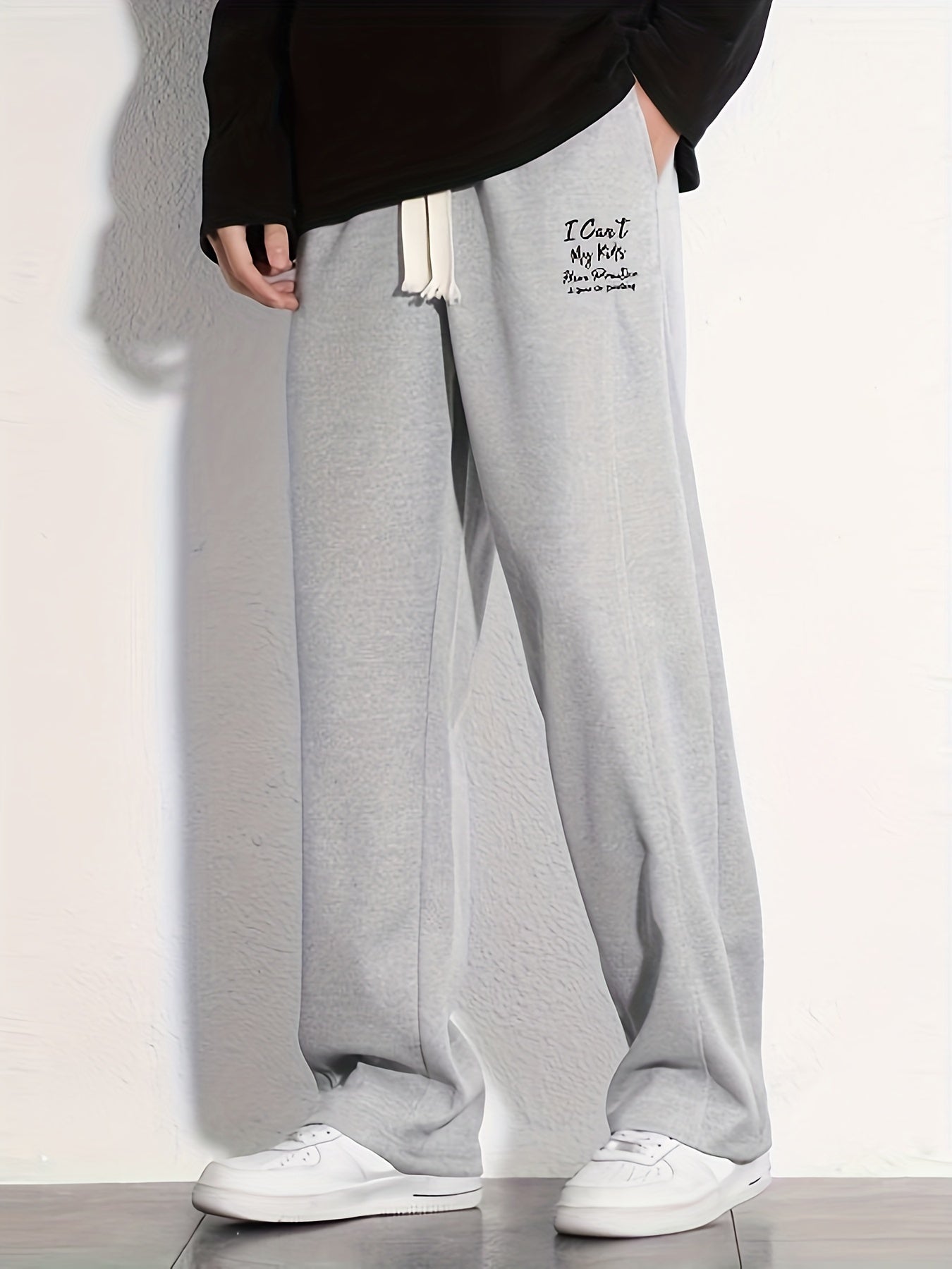 Men's Casual Loose Fit Cotton Sweatpants with Drawstring