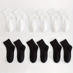 12 Pairs Solid Crew Socks Women's Mid Tube Stockings
