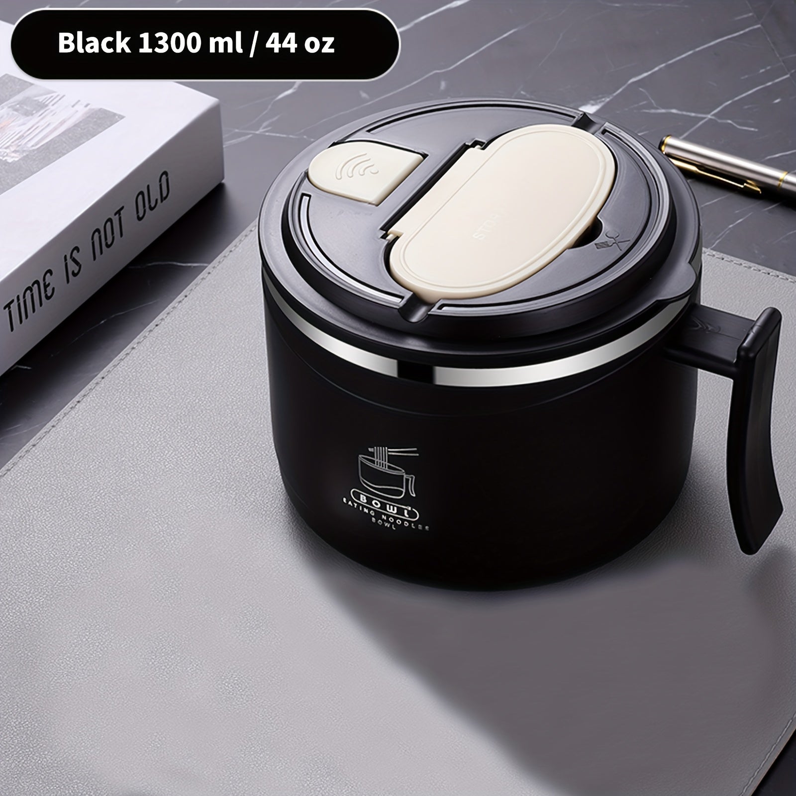 1300ml Stainless Steel Noodle Bowl Anti-Scalding Student Lunch Box