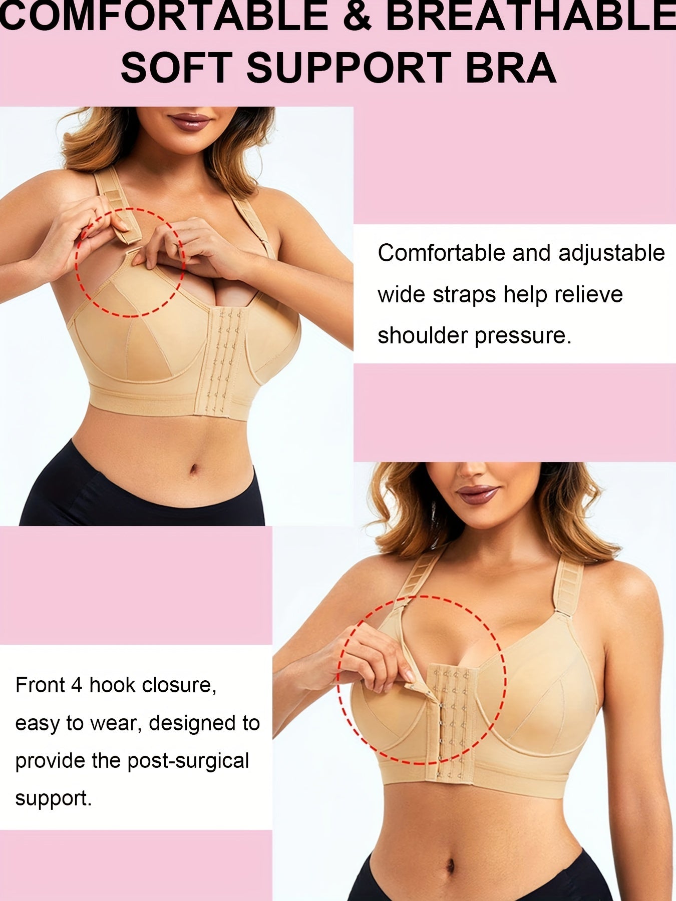 Post Surgery Breast Removal Daily Bra Front Closure Sports Yoga Bra