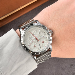KUERST Men's Steel Strap Automatic Mechanical Watch Waterproof 3D Dial Calendar