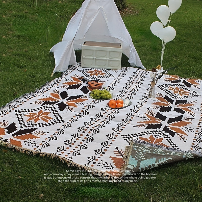 Bohemian Style Picnic Mat for Outdoor Camping and Beach Use