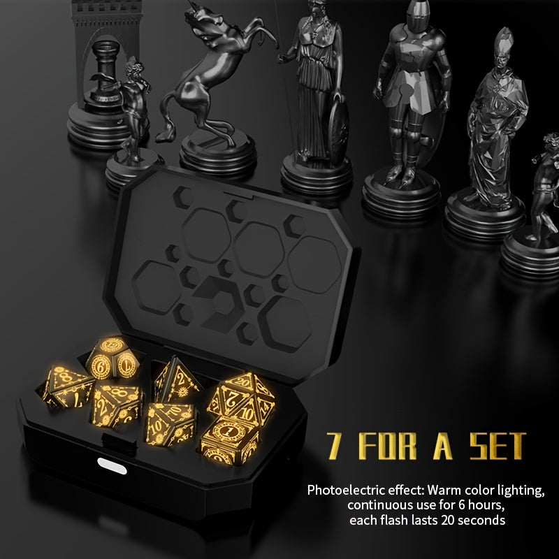 7pcs Custom Rechargeable Polyhedral Dice Set Light Up Dice Set