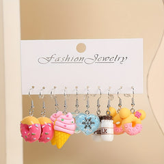 5 Pairs Cute Donut Ice Cream Earring Set for Girls