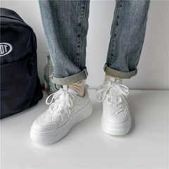 Women's Platform Skate Shoes Round Toe Lace Up Low Top Sneakers