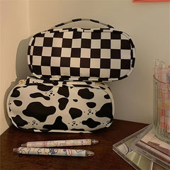 Checkerboard And Plaid Pencil Bag Girls Student Girls Ins Stationery Bag