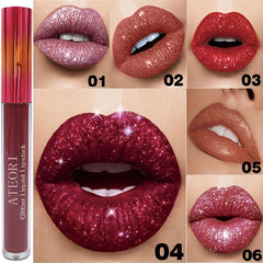 15-Piece Matte & Glitter Lip Set - Dark Red, Pink, Purple Sparkle Shades