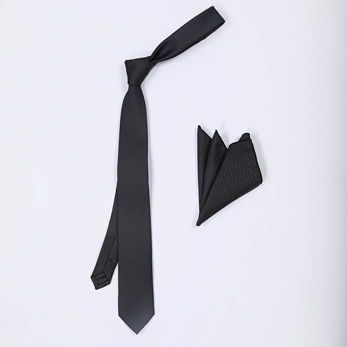 Casual Solid Tie Pocket Square Set