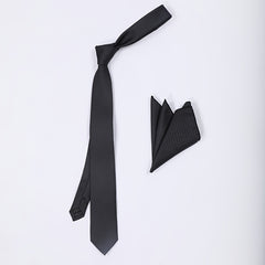 Casual Solid Tie Pocket Square Set