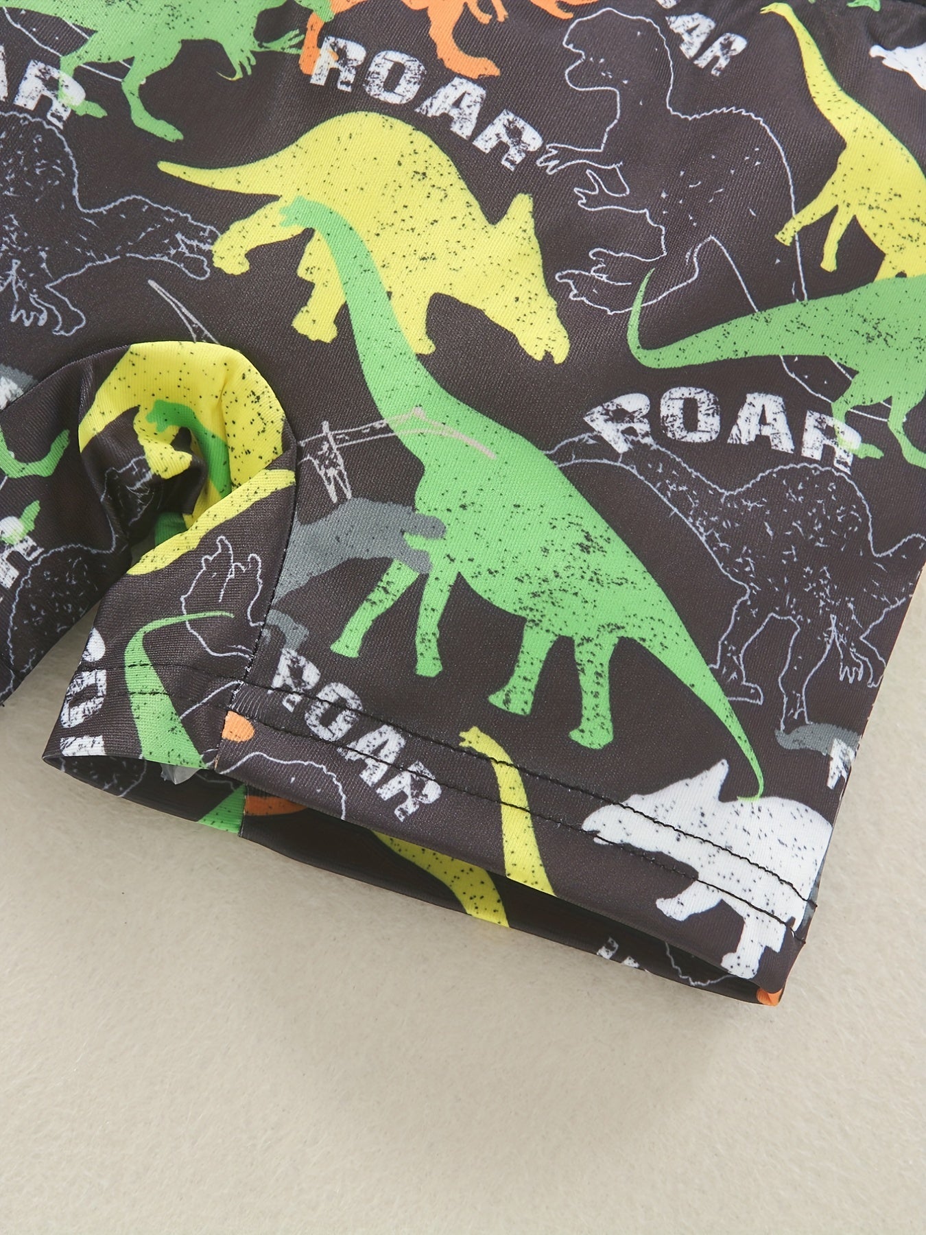 Boys Dinosaur Print Swim Trunks & Cap Set