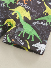 Boys Dinosaur Print Swim Trunks & Cap Set