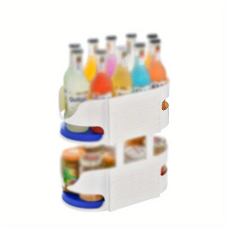 2 Layer Rotating Seasoning Spice Container Turntable Storage Box