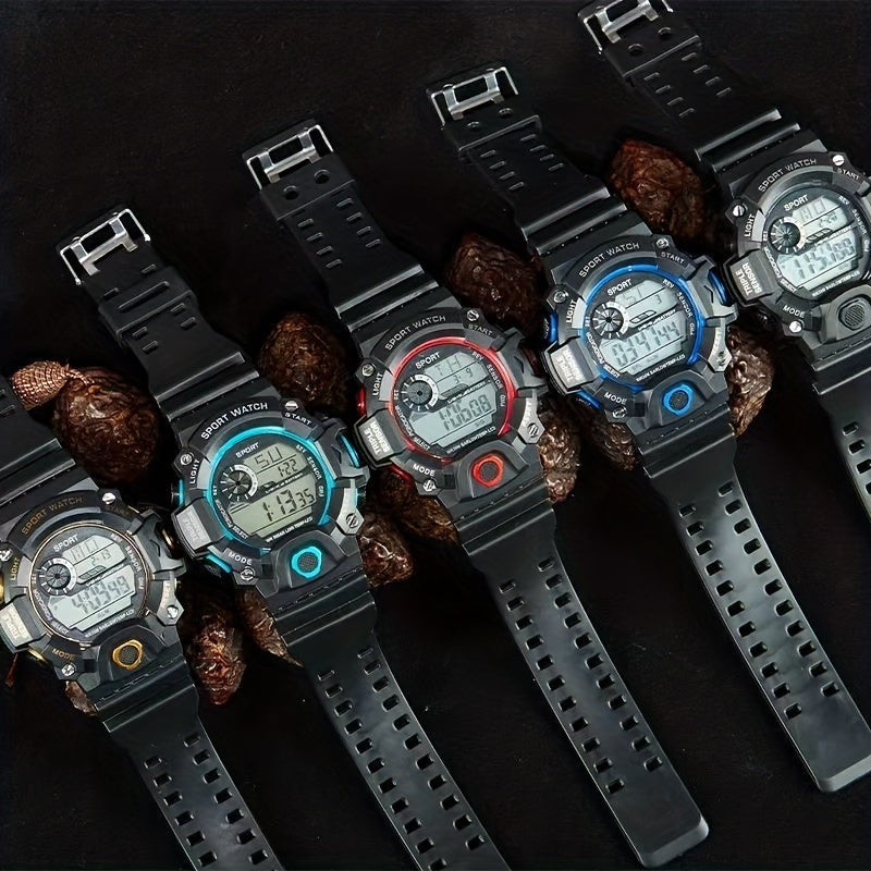 Men Silicone Strap Sporty Date Alarm Stopwatch Digital Watch