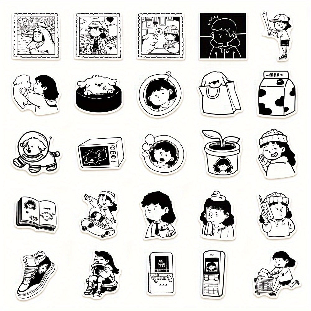 50pcs Little Dog Stickers Waterproof for Notebooks Laptops Journals Phone
