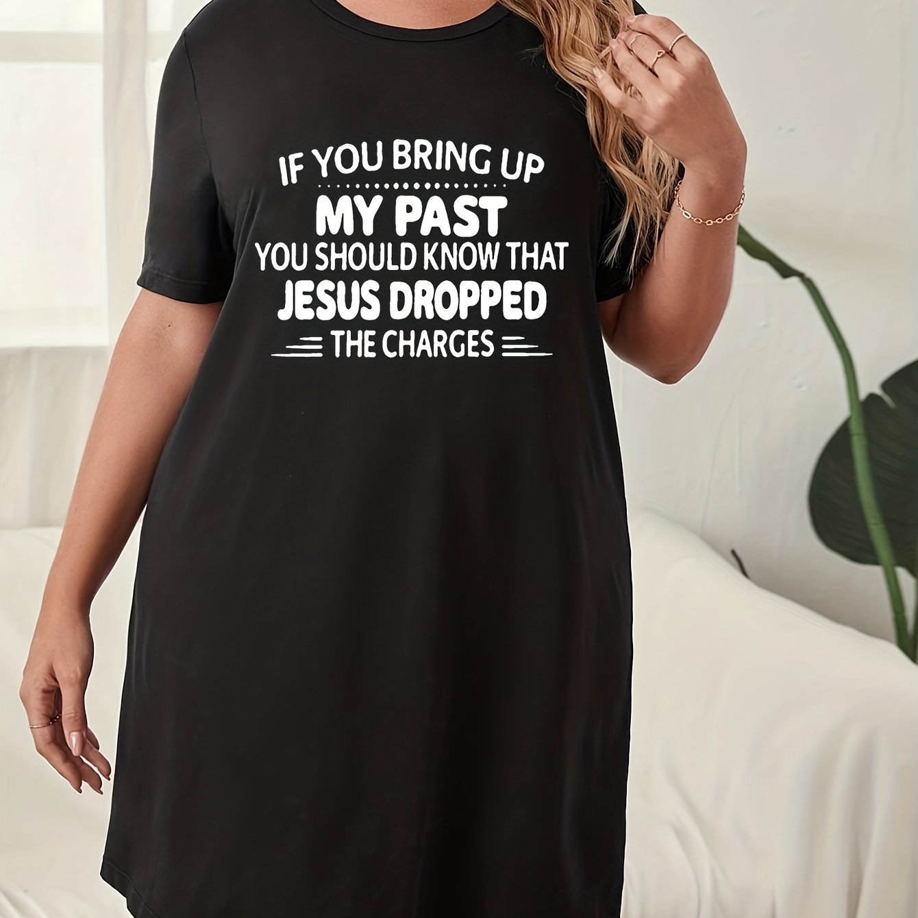 Slogan Print Loungewear Dress