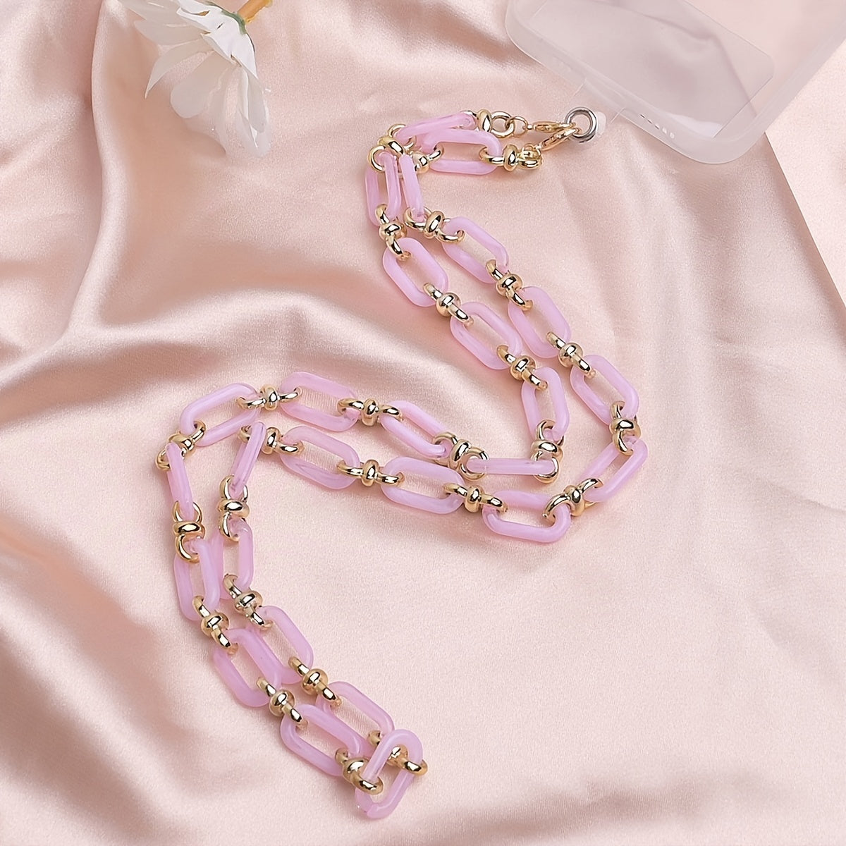 Sweet Pink Key Chain Detachable Chain Bag Strap Anti-drop Hanging Rope