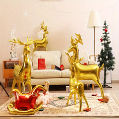 3pcs Christmas Foil Balloons Large Reindeer & Santa's Sleigh Mylar Balloons