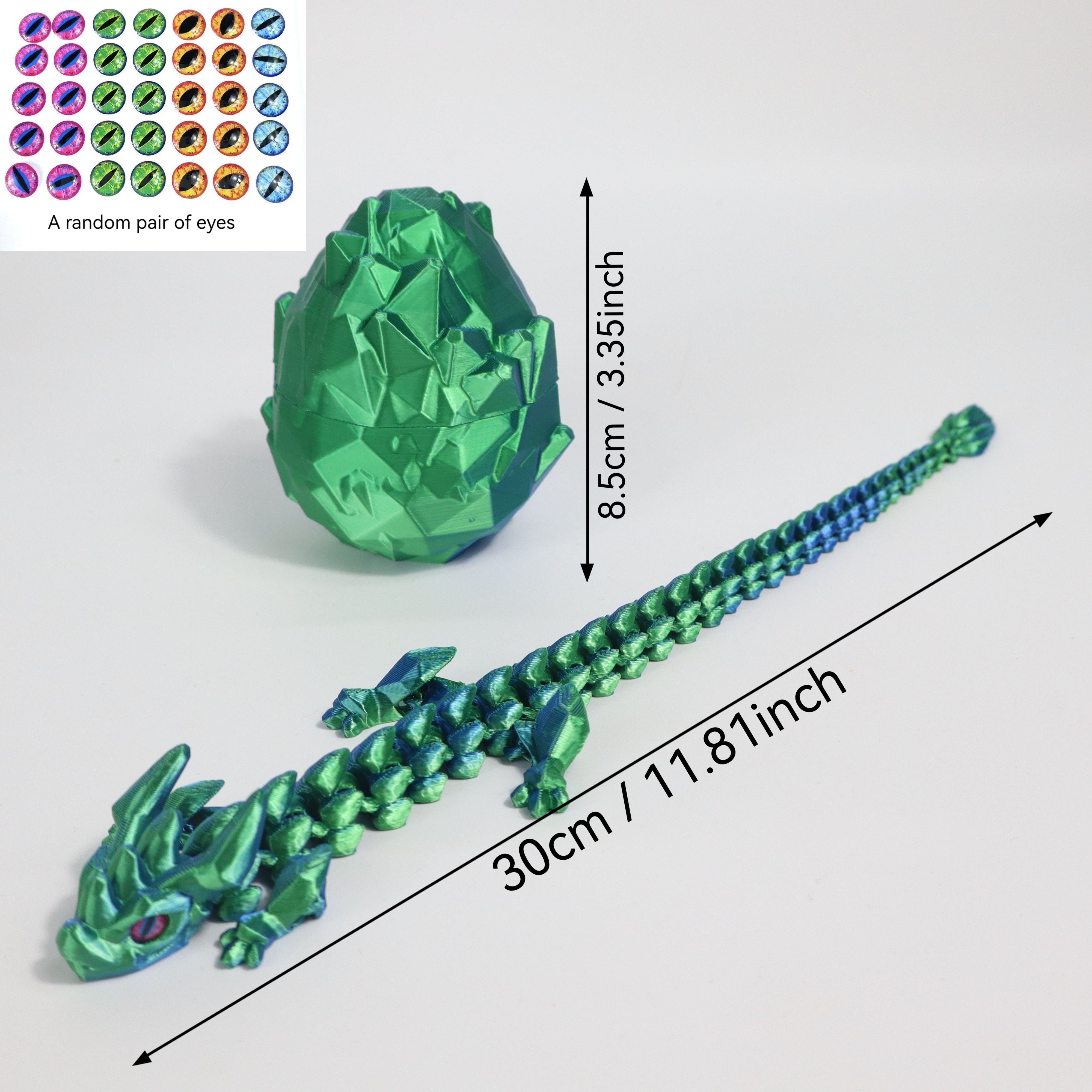 3D Printed Crystal Dragon Egg Set with Fully Jointed Dragon Inside