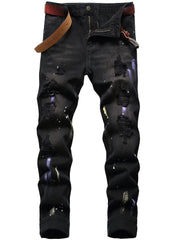 Men's Ripped Washed Jeans Streetwear Denim Pants