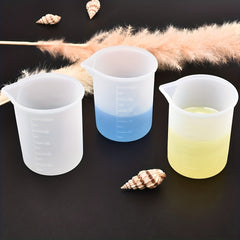 5pcs Silicone Measuring Cup Set Clear Graduated Epoxy Split Cup Art Kitche