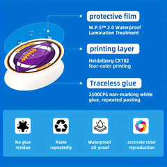 50pcs Rugby Text Stickers Sports Waterproof Luggage Computer Notebook