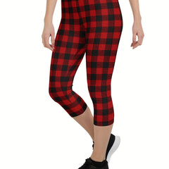 Plaid Print Slimming Yoga Sports Pants High Stretch Fitness Leggings
