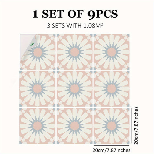 Bohemian Floor Stickers Waterproof Flower Tile Stickers