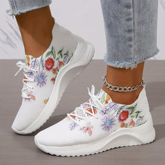 Women's Floral Print Sock Shoes Low Top Lightweight Running Shoes