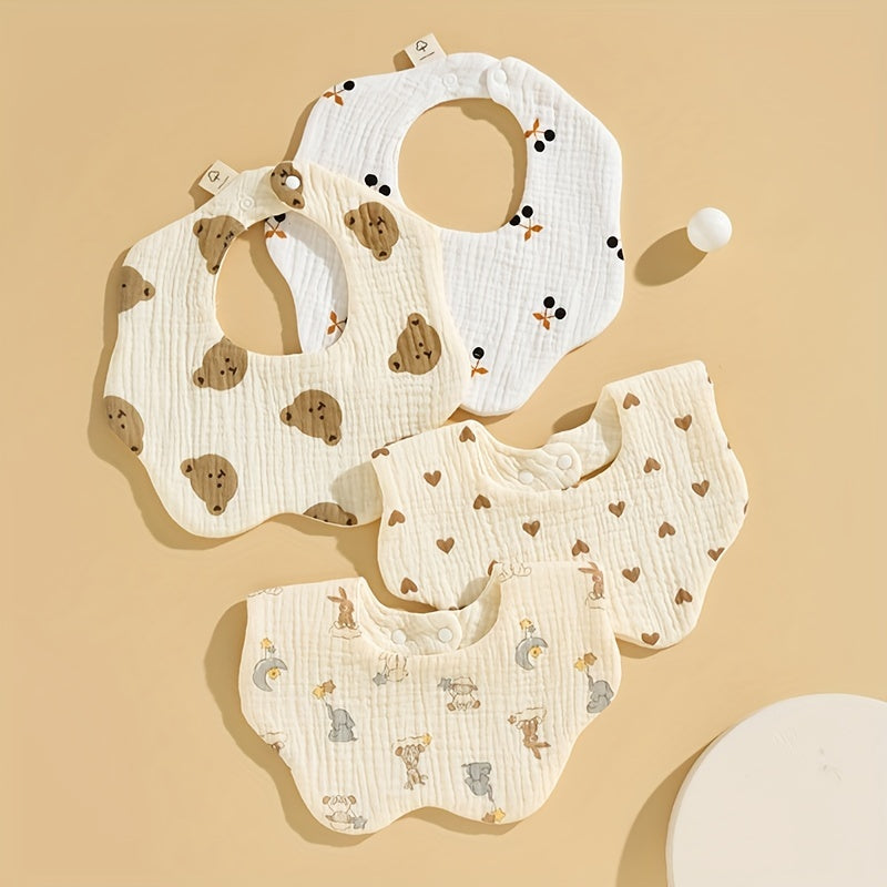 Baby 6-Layer Cotton Gauze Petal Bib, 360° Rotatable, Soft and Absorbent