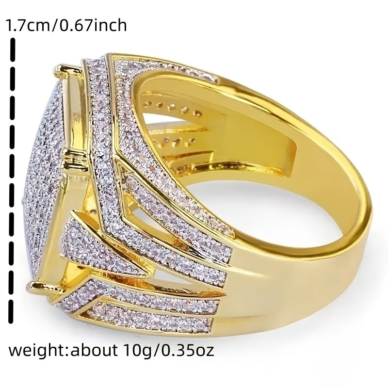 Men's Punk Rhinestone Hip Hop CZ Ring
