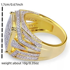 Men's Punk Rhinestone Hip Hop CZ Ring
