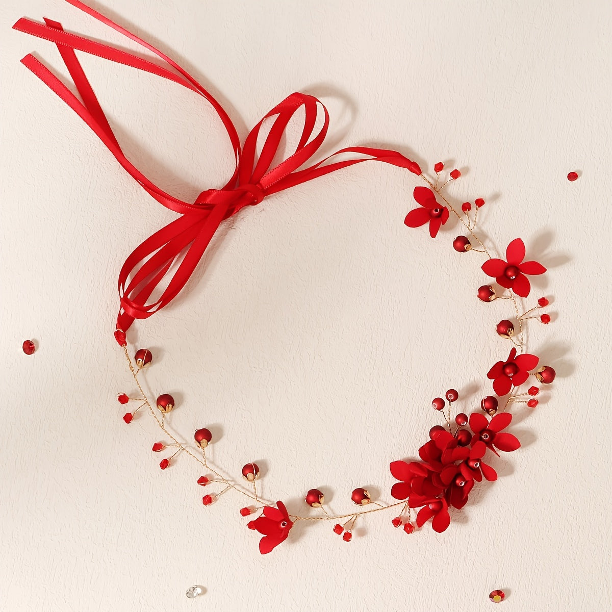 Red Pearl Flower Hairband Headband Party Favor Decorations
