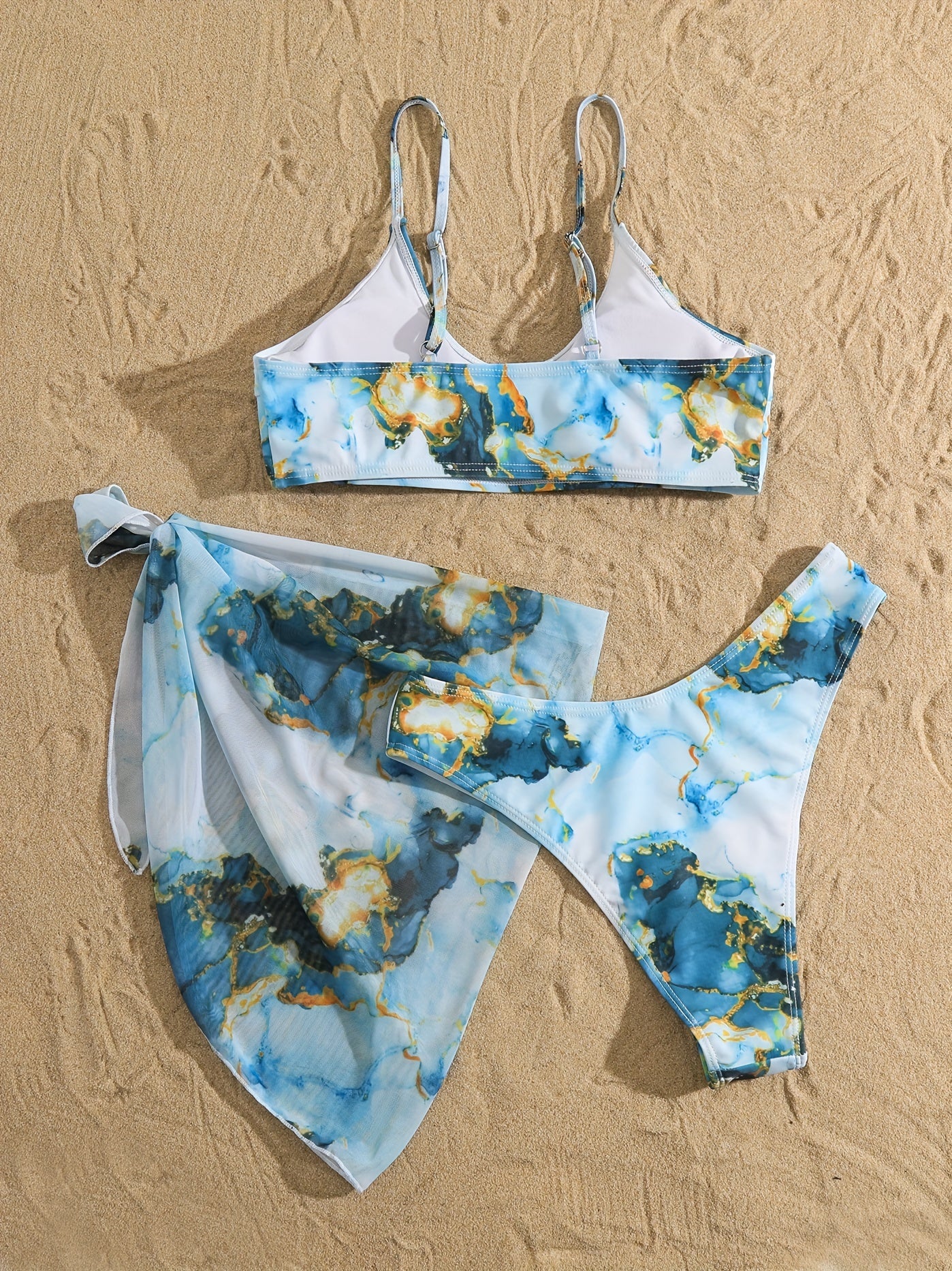 Marble Graphic Swimsuits & Cover Up Set for Mother and Daughter