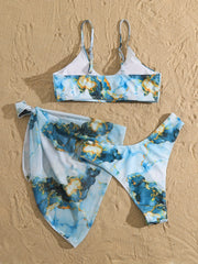 Marble Graphic Swimsuits & Cover Up Set for Mother and Daughter