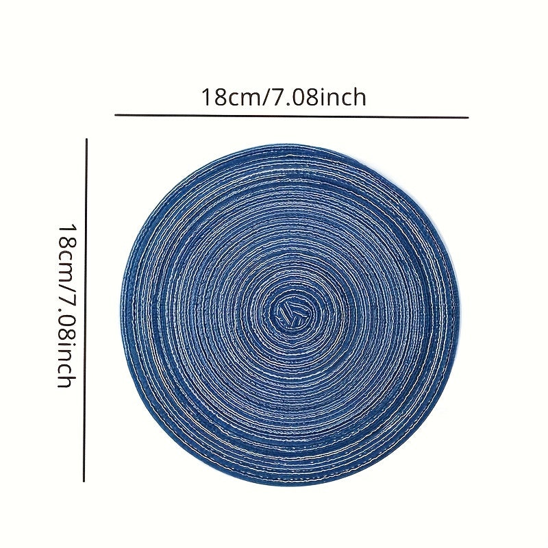 Round Braided Placemats Set Of 5 Table Mats Woven Non Slip Place Mats