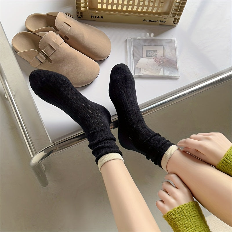 Striped Cotton Mid Calf Socks for Autumn/Winter