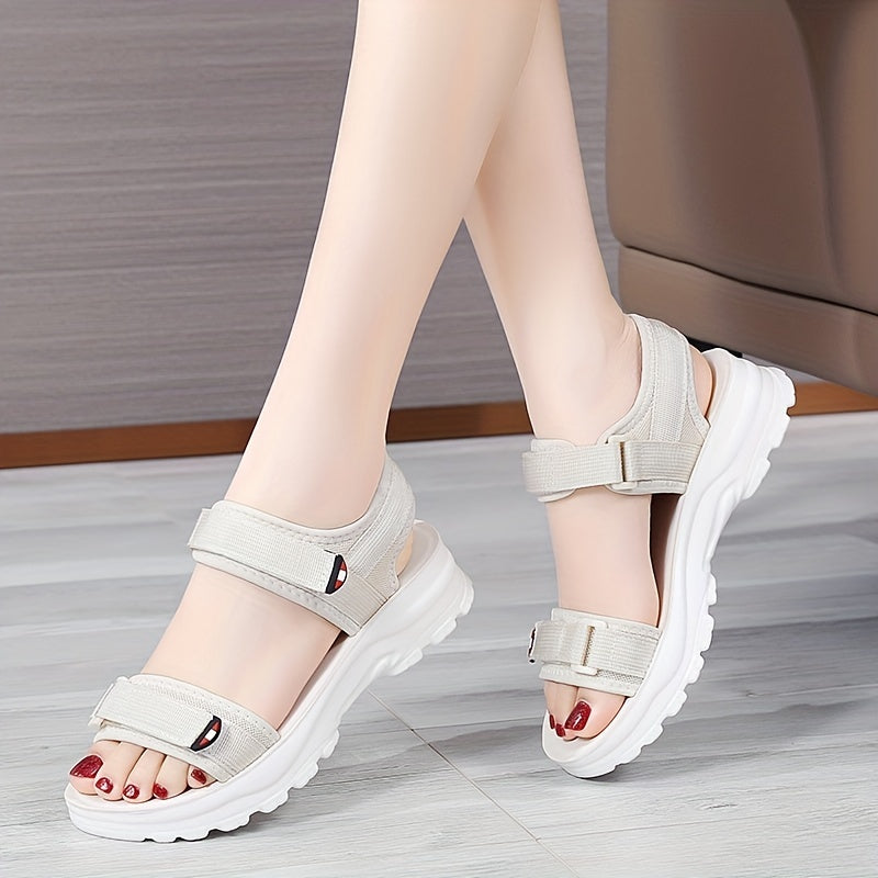 Women's Platform Sandals Hook & Loop Summer Shoes Comfortable Open Toe Sandals