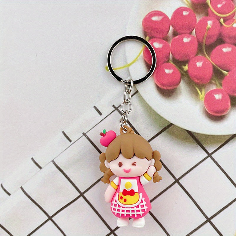 3D Ponytail Girl Doll Keychain Hanging Decoration