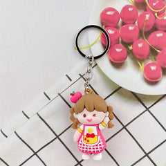 3D Ponytail Girl Doll Keychain Hanging Decoration