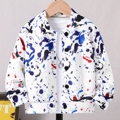 Boys Graffiti Windbreaker Jacket Zip Up Waterproof Jacket