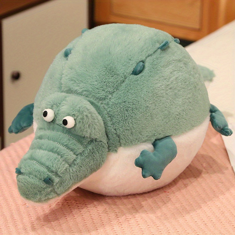 Chubby Green Crocodile Plush Toy with Drum Belly Soft Stuffed Animal S