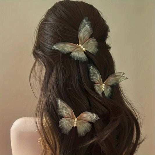 3pcs Butterfly Hair Claw Vintage Clip for Side Hair Bang Braids Women Girls