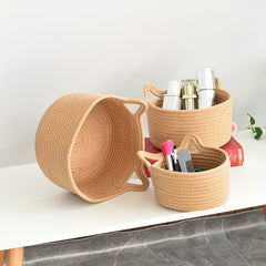 Cotton Thread Coffee Storage Basket Cat Ear Storage Box