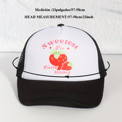 Strawberry Print Trucker Hat Mesh Baseball Cap Adjustable Sunscreen Dad Hats