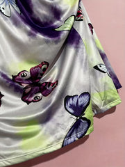 Boho Loungewear Dress Tie Dye & Butterfly Print Halter Cami Nightdress