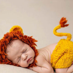 2pcs Baby Newborn Boys Lion Cap And Shorts Set Costume