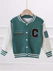 Boys Knit Baseball Collar Varsity Jacket