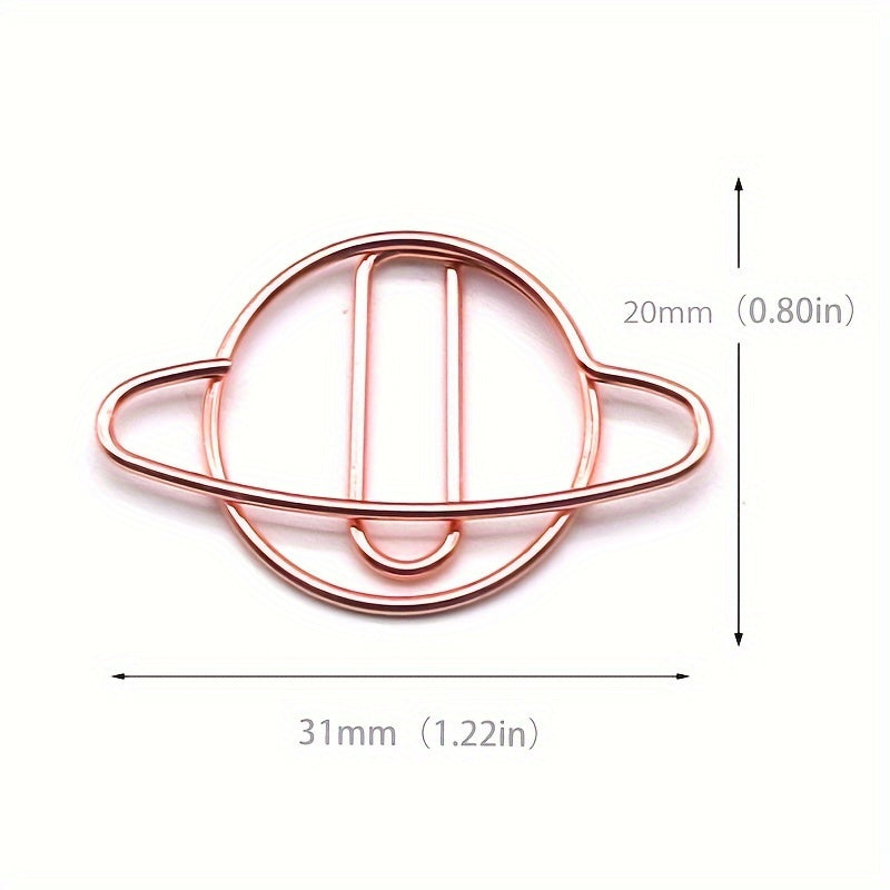 10pcs Planet Creative Paper Clip Golden Metal Paper Clip Rose Golden